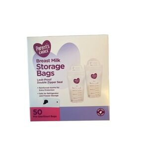Parent's Choice Breast Milk Storage Bags 50 Leak Proof Double Zipper BPA Free
